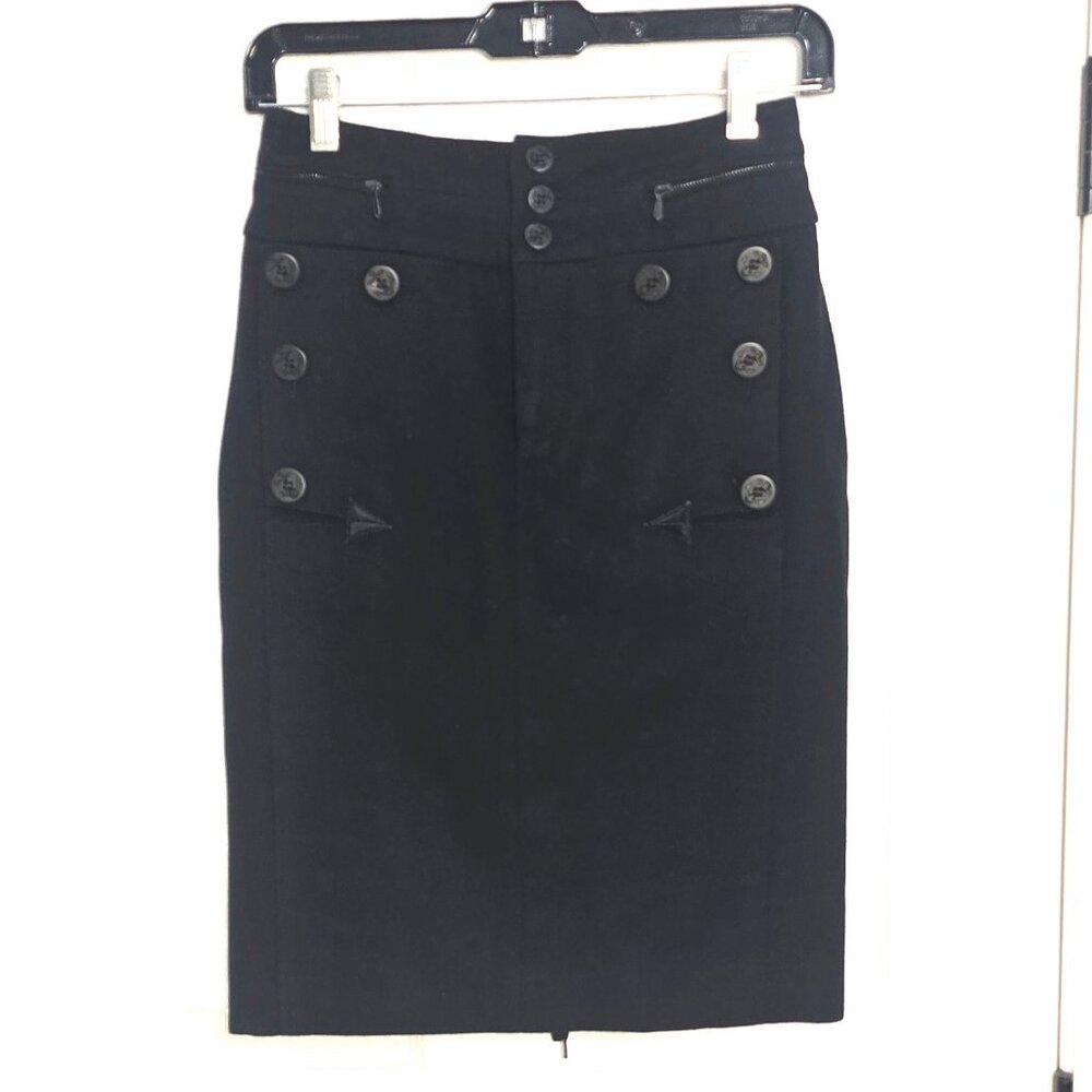 French Designer Wool Skirt with Lace-up Back Details